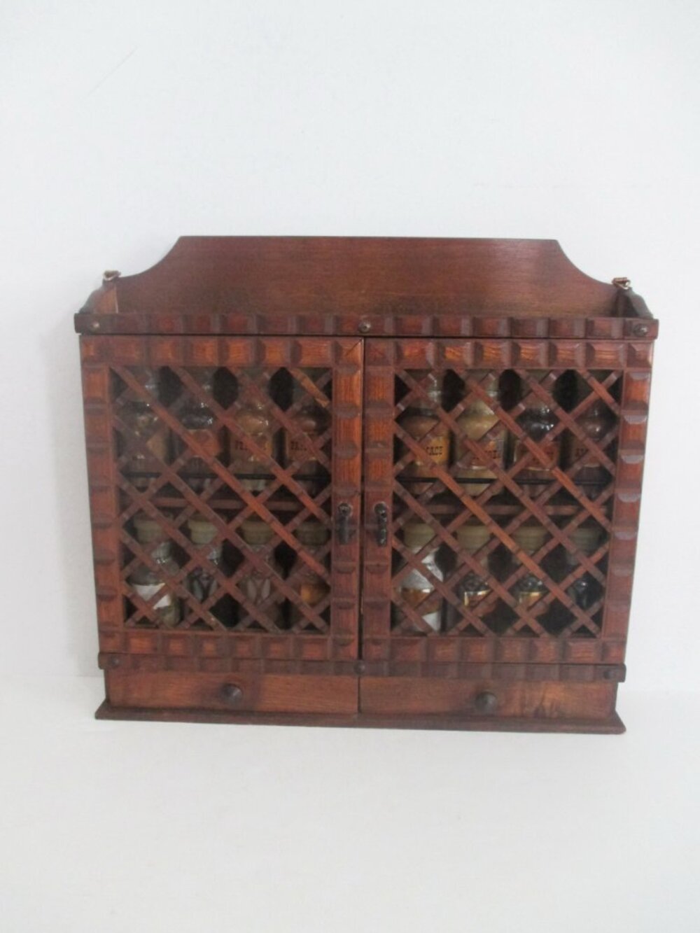 1970s Himark Japan Wood Spice Rack Cabinet 18 Original Bottles